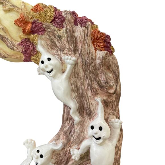 Vintage Halloween Wreath Witch Ghost Pumpkin Cauldron Door Decor Plaster Resin - Picture 4 of 10